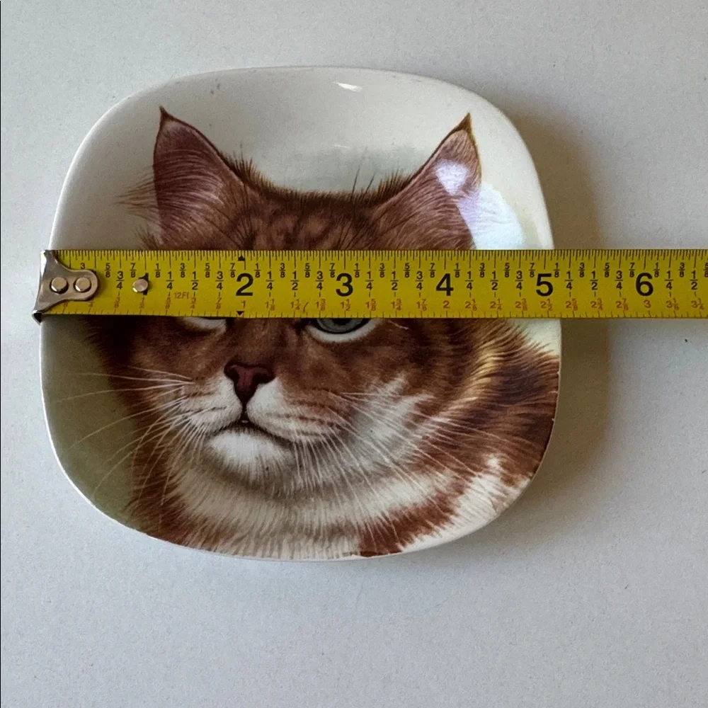 Vintage Cat Figurine and Vintage Crown Staffordshire 
England Cat Plate - Picture 9 of 10